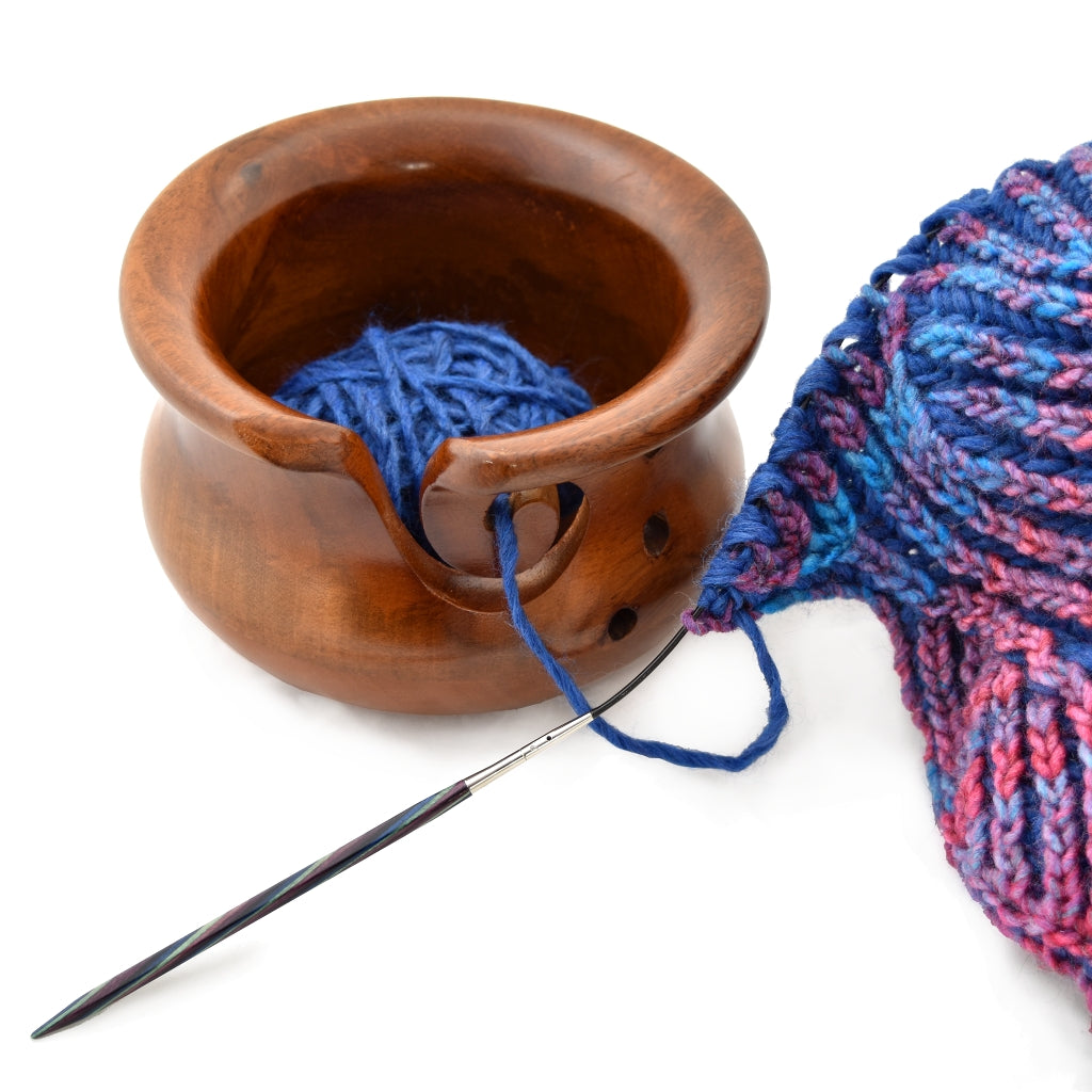 Knit Picks, Dark 100% Mango Wood Yarn Bowl Mango Wood Yarn Bowl with Dark Stain by Knit Picks Yarn Designers Boutique