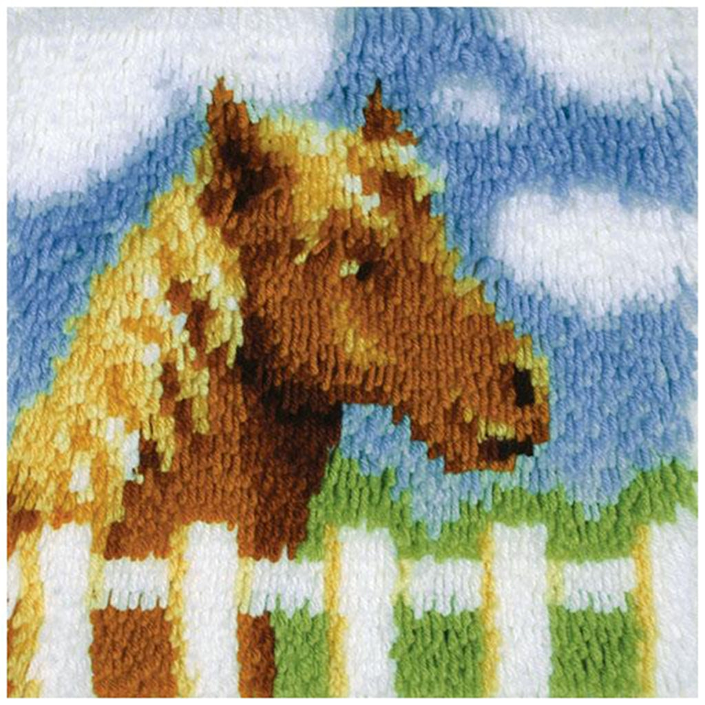 Latch Hook, Friendly Pony | Latch Kits for Kids & Adults Pony Latch Hook Kit, 12" x 12", by Wonder Art Yarn Designers Boutique