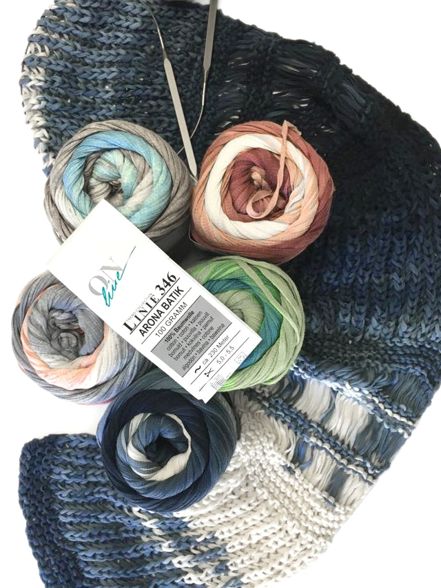 Cotton Yarn | Arona Batik Ribbon Yarn, Linie 346 by Online Yarns Arona Batik Linie 346 by OnLine Yarns Yarn Designers Boutique