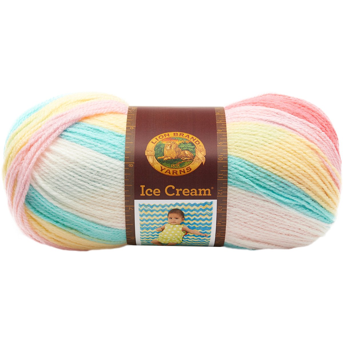 Lion Brand, Ice Cream Yarn, Pastel Colors Self Striping Baby Yarn Ice Cream Yarn from Lion Brand Yarn Designers Boutique