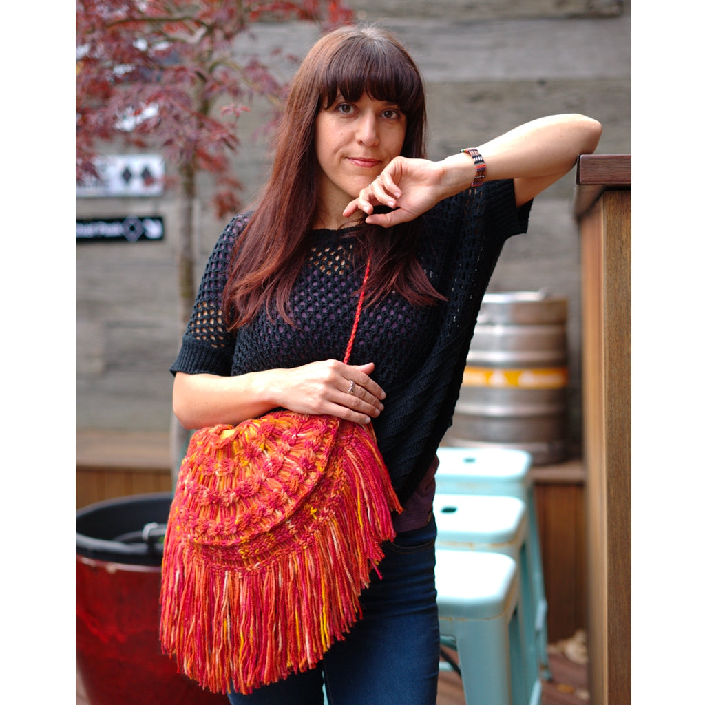 Loom Knitting Patterns | Sunburst Purse, Short Rows & Ladder Stitch Sunburst Purse, Loom Knitting Pattern Yarn Designers Boutique