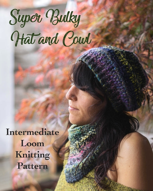 Loom Knitting Patterns | Super Bulky Hat & Cowl Knitting Pattern Bulky Dropstitch Hat and Cowl, Loom Knitting Pattern Yarn Designers Boutique