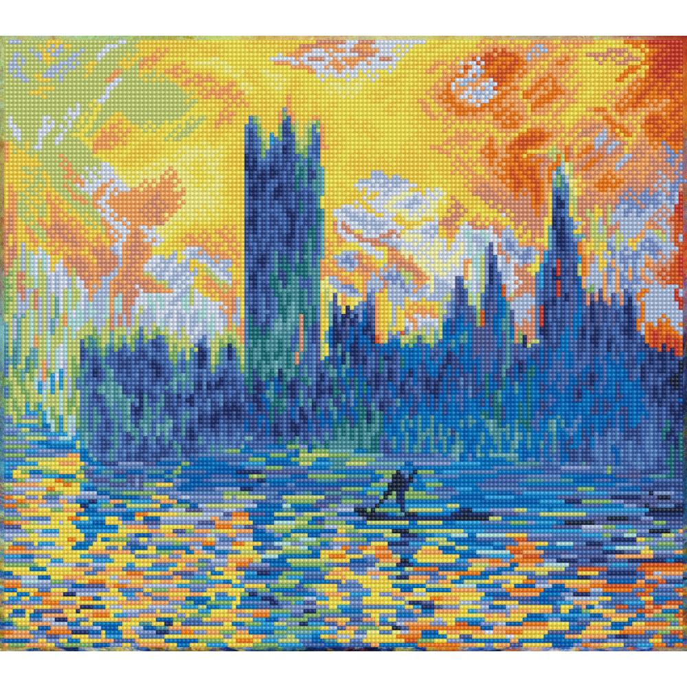 Monet's London Parliament in Winter, Diamond Painting Wall Art Monet's London Parliament in Winter in Diamond Dotz Yarn Designers Boutique