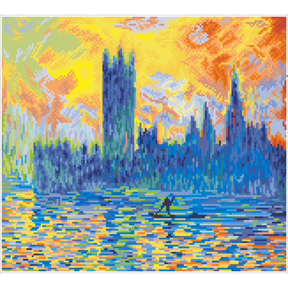 Monet's London Parliament in Winter, Diamond Painting Wall Art Monet's London Parliament in Winter in Diamond Dotz Yarn Designers Boutique