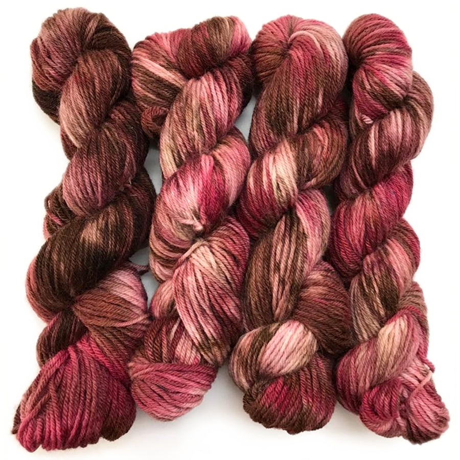 Hand Dyed DK Yarn | Pink & Brown Speckled Yarn | Alpaca & Merino Wool Neapolitan, DK Alpaca & Merino Wool Yarn Designers Boutique