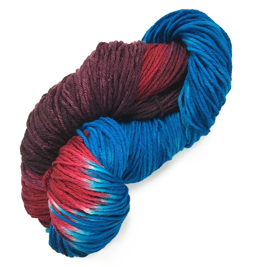 Hand Dyed Merino Worsted Yarn, Bright Turquoise, Crimson & Burgundy New Maui Nights, 100% Superwash Merino Worsted Yarn Designers Boutique