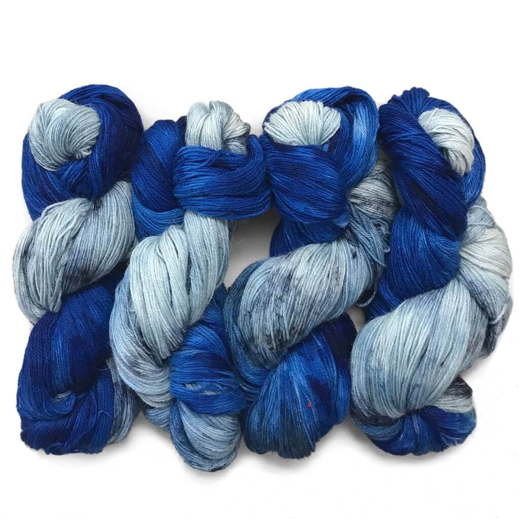 Hand Painted Fingering Yarn, 100% Extrafine Baby Llama, Moody Blue Moody Blue, Hand-Painted Llama Lace Yarn Designers Boutique