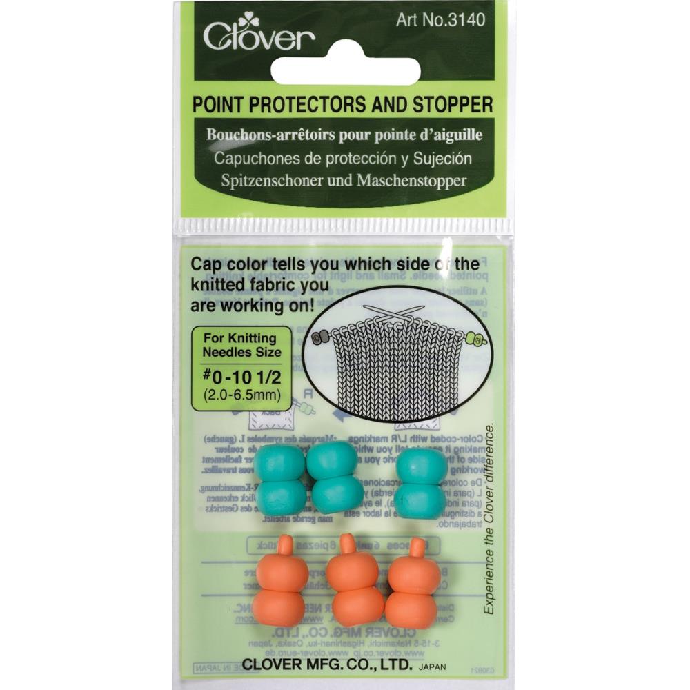 Knitting Needle Point Protectors & End Caps by Clover, 6 Pack Point Protectors & Stopper Sizes 0-10½, Pack of 6 Yarn Designers Boutique
