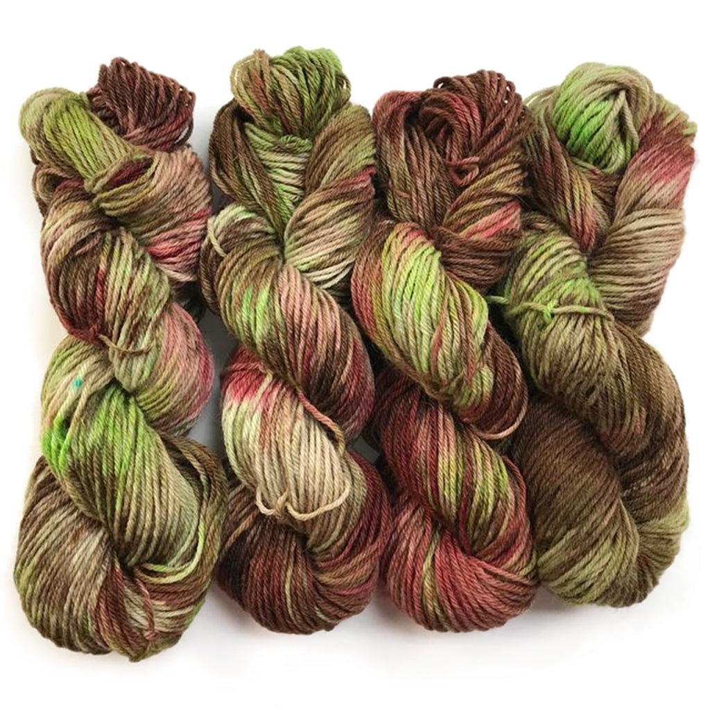 Hand Dyed Suri Alpaca & Merino Yarn, Green, Brown, Pink Worsted Yarn Rain Forest, Worsted Suri Alpaca & Merino Yarn Designers Boutique