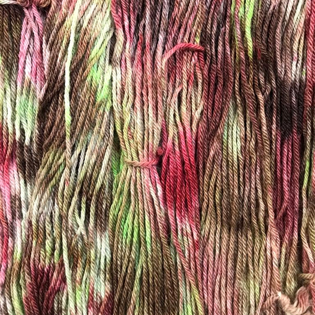 Hand Dyed Suri Alpaca & Merino Yarn, Worsted, Green, Brown, Pink