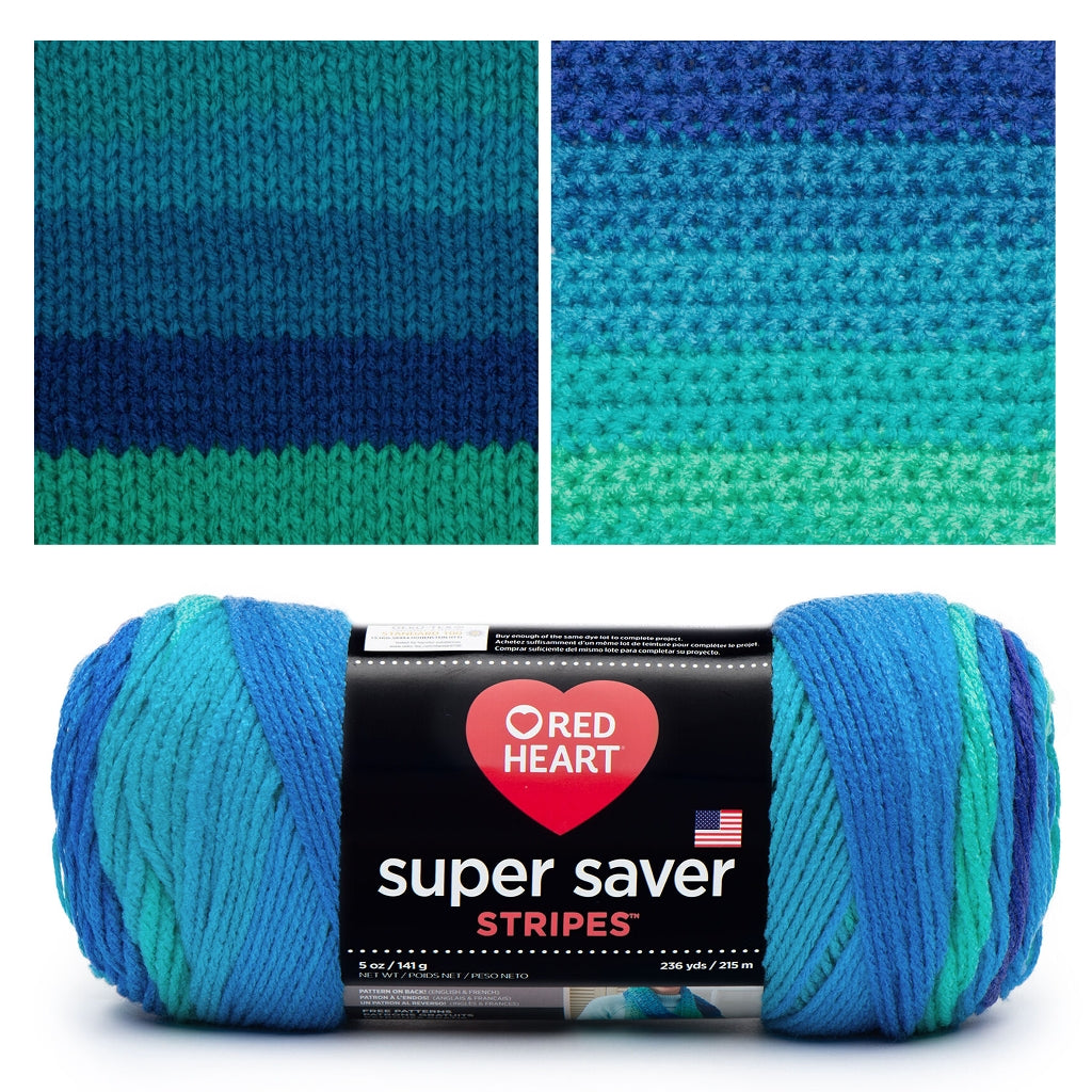 Super Saver Stripes by Red Heart Yarns, Bright Self Striping Yarn Super Saver Stripes Yarn by Red Heart Yarn Designers Boutique