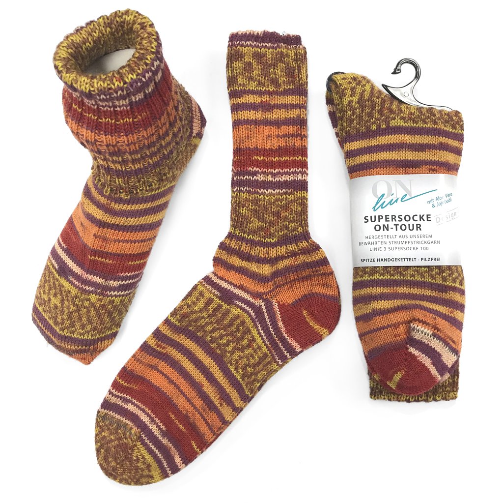 Socks | Stripy Wool Socks Infused with Aloe Vera & Jojoba Oil Supersocke On-Tour Readymade Knitted Socks Yarn Designers Boutique