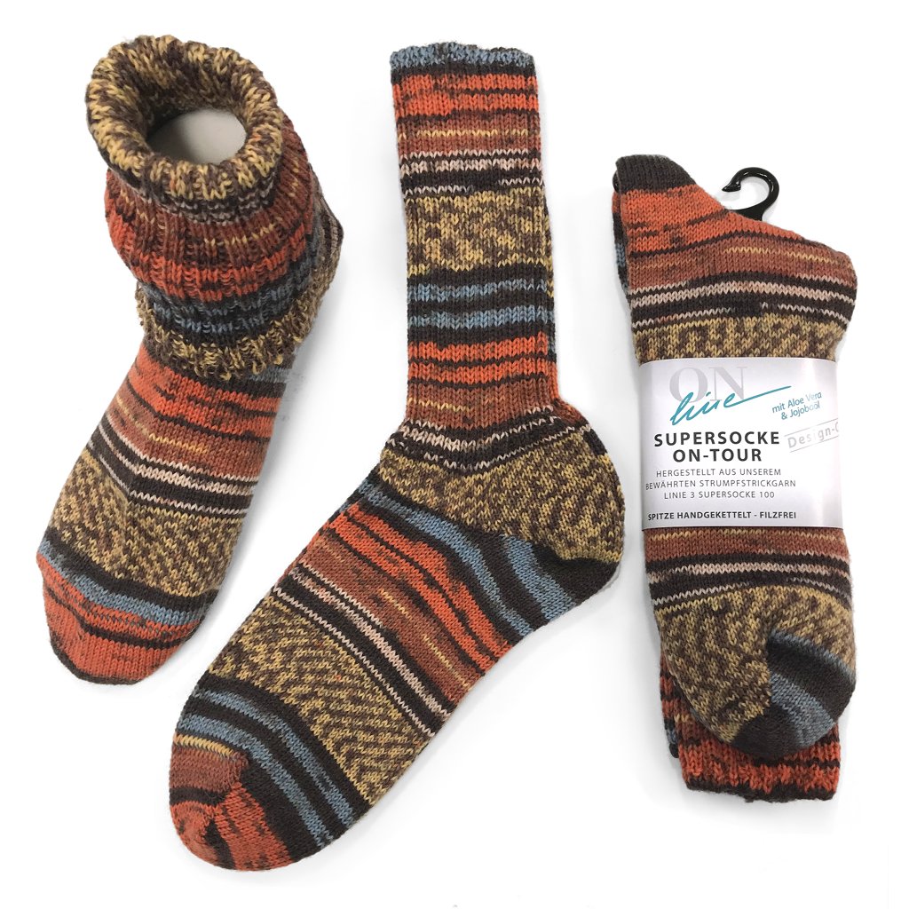 Socks | Stripy Wool Socks Infused with Aloe Vera & Jojoba Oil Supersocke On-Tour Readymade Knitted Socks Yarn Designers Boutique