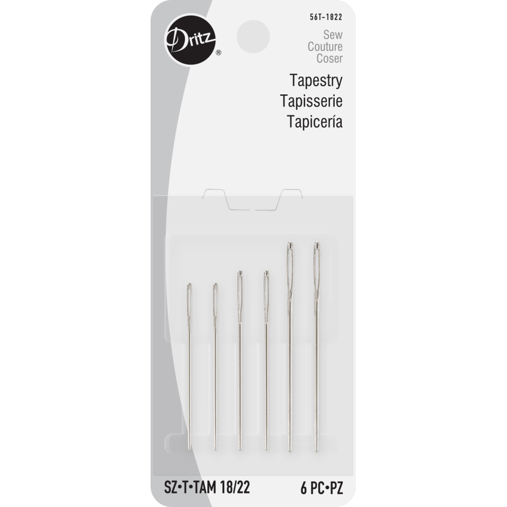 Tapestry Needle Set, Sizes 18/20/22 6-Pack Nickel Plated Dritz Needles Tapestry Needle Set, Size 18/22 Set of 6, Dritz Yarn Designers Boutique