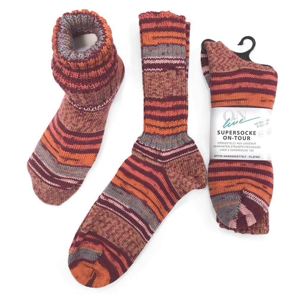 Socks | Stripy Wool Socks Infused with Aloe Vera & Jojoba Oil Supersocke On-Tour Readymade Knitted Socks Yarn Designers Boutique