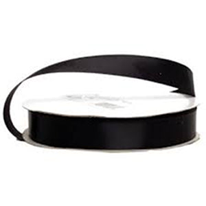 Single Face Satin Ribbon, ⅜" Sold by the Yard, Black Ribbon Satin Single Faced Ribbon, ⅜" Sold by the Yard, Black Yarn Designers Boutique