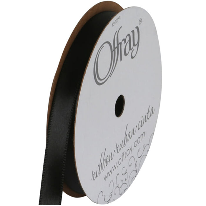 Single Face Satin Ribbon, ⅜" Sold by the Yard, Black Ribbon Satin Single Faced Ribbon, ⅜" Sold by the Yard, Black Yarn Designers Boutique