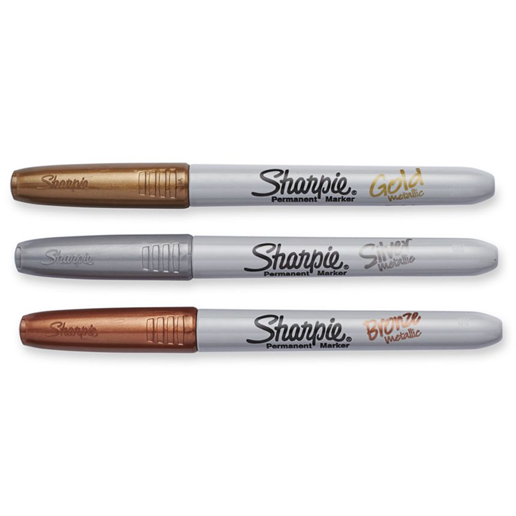 Sharpie Metallic Markers Bronze, Gold & Silver, Decorate with Shimmer Sharpie Metallic Markers, Gold, Bronze, Silver Yarn Designers Boutique