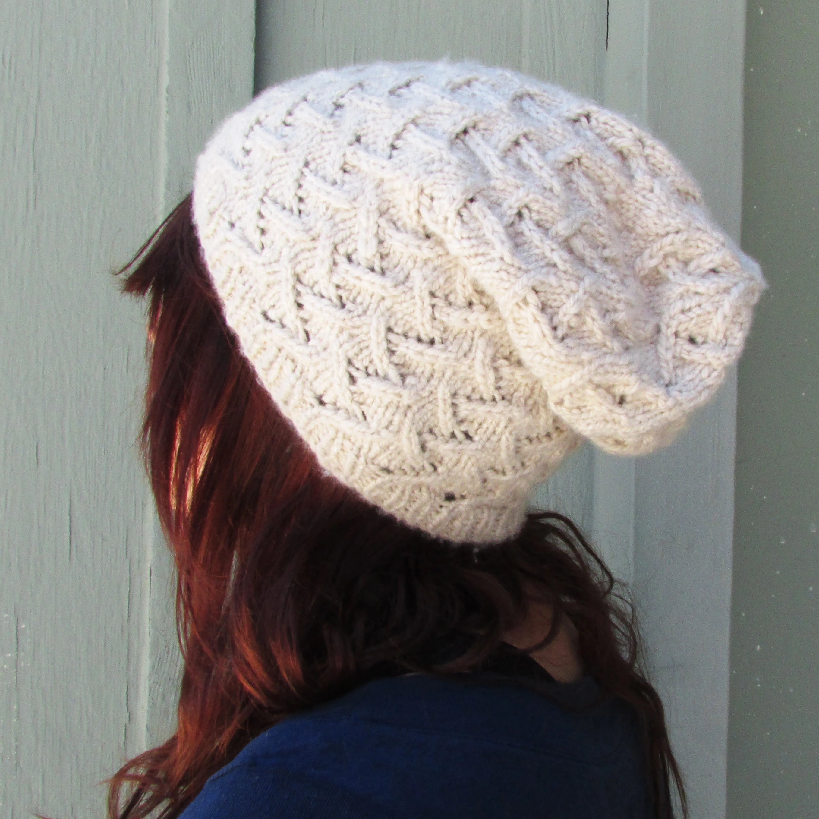 Slouchy Beanie Knitting Pattern, Lattice Slouch Hat Lattice Slouchy Hat, Intermediate Knitting Pattern Yarn Designers Boutique