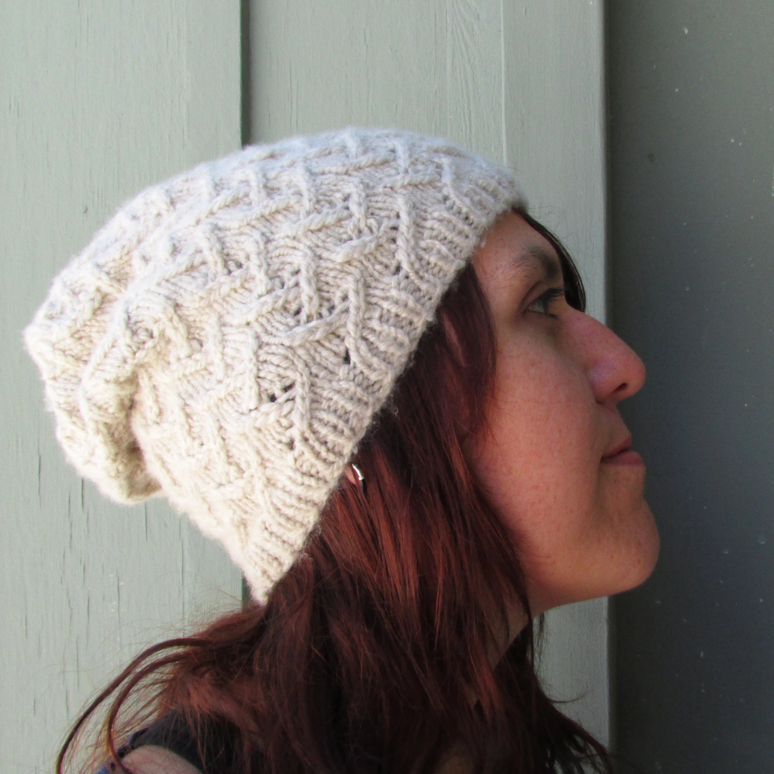 Slouchy Beanie Knitting Pattern, Lattice Slouch Hat Lattice Slouchy Hat, Intermediate Knitting Pattern Yarn Designers Boutique