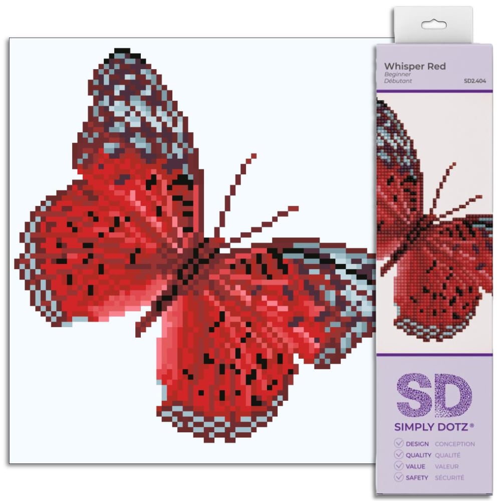 Diamond Painting Kit | Wisper Red Butterfly by Simply Dotz Diamond Art Wisper Red Butterfly Diamond Painting by Simply Dotz Yarn Designers Boutique