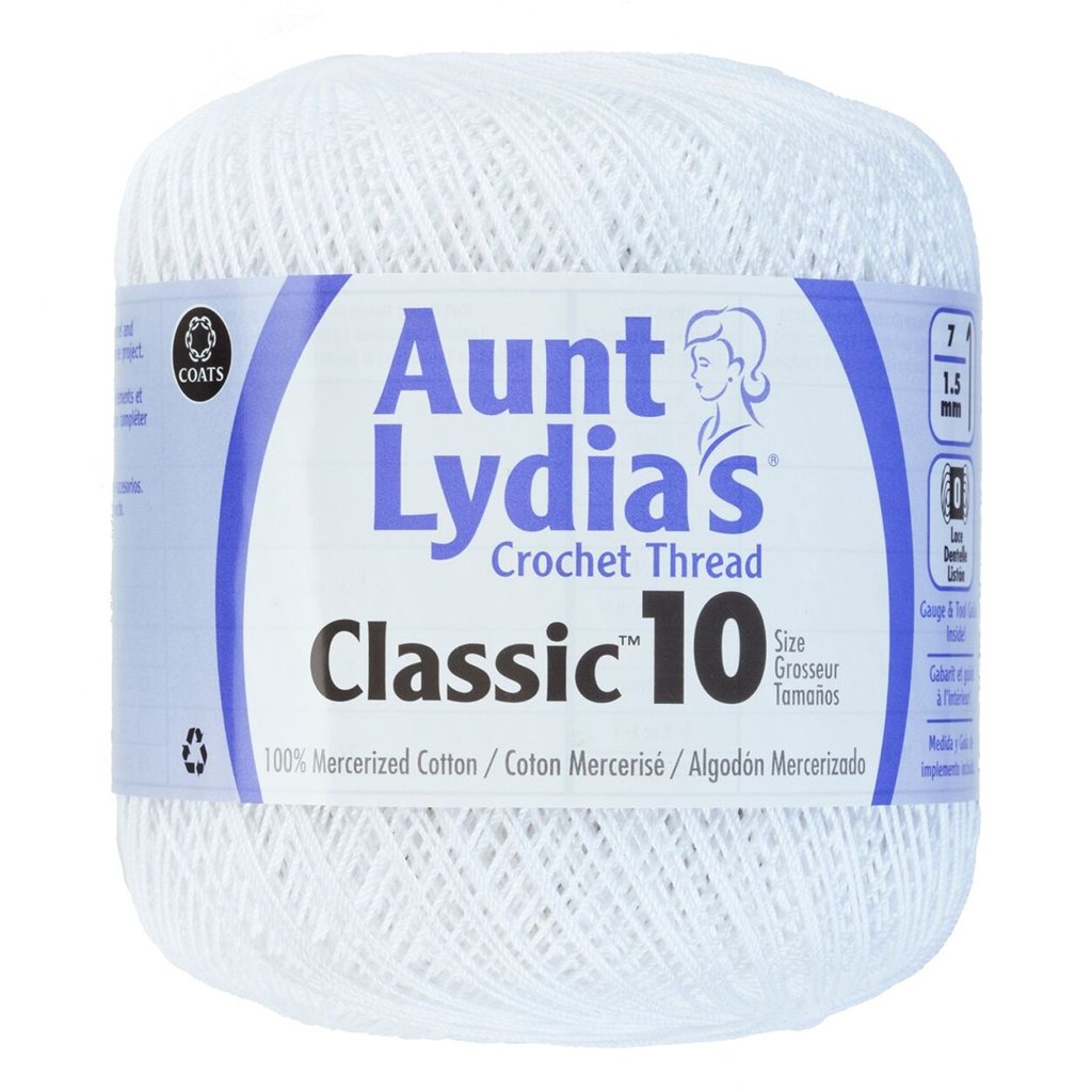 Crochet Thread, Aunt Lydia's Crochet Cotton Classic Size 10, Lace Yarn Aunt Lydias Crochet Thread, Classic Size 10 Lace Weight Yarn Designers Boutique