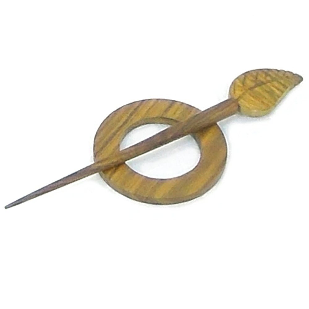 Brooch Pin | Wooden Leaf Shawl Pin for Loose Weave & Knitted Shawls Shawl Pin, Wooded Leaf Yarn Designers Boutique