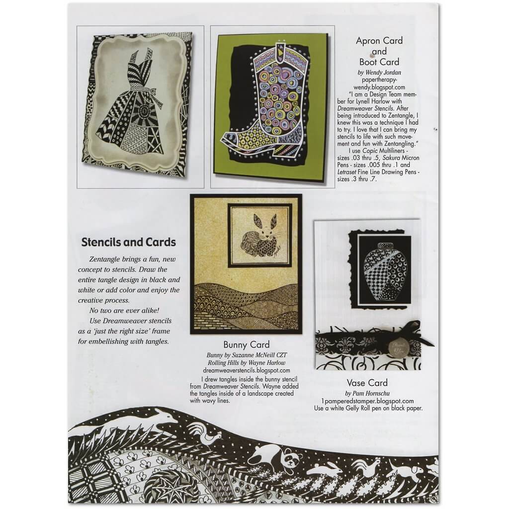Zentangle 6: Terrific Stencils and Cards, A New Adventure in Zentangle Zentangle 6: Terrific Stencils and Cards Yarn Designers Boutique