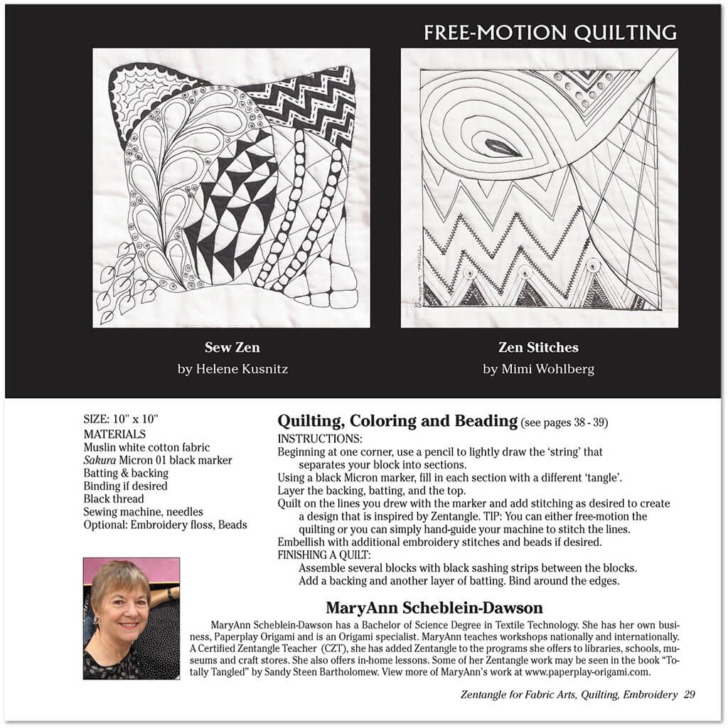 Zentangle: Fabric Arts, Quilting & Embroidery Zentangle: Fabric Arts, Quilting & Embroidery Yarn Designers Boutique