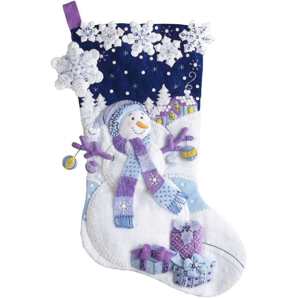 Frosty Night Snowman Christmas Stocking Kit