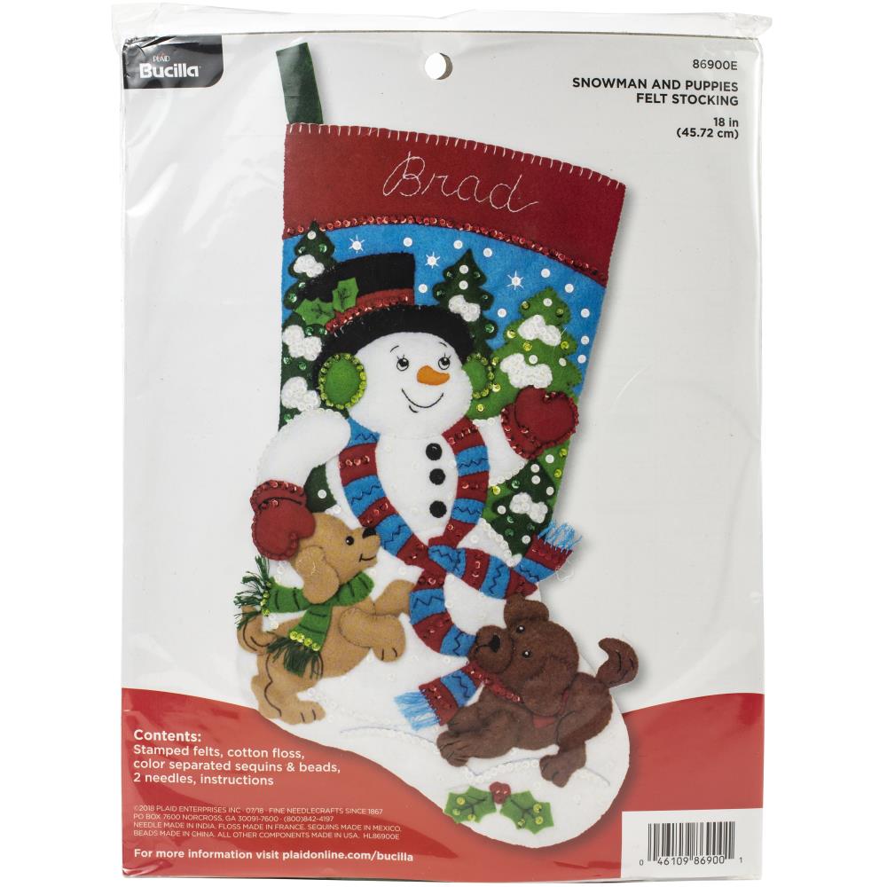 Genuine Bucilla Christmas Stocking Kit Dog Lover Stocking with Puppies