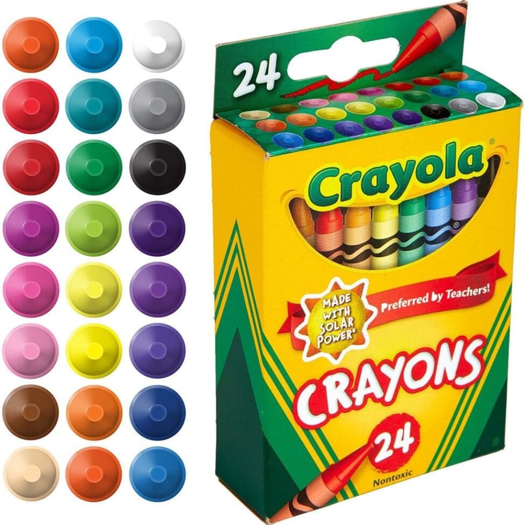 Crayola Crayons Pack 24 Non Toxic, Kids Crayons Crayons for Adults & Kids Coloring