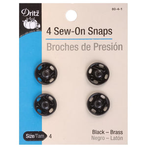 Black Snaps | Sew On Snaps, Size 4 Dritz Snaps, 4 Pack Sew On Snaps, Black, Size 4, Package of 4 by Dritz Yarn Designers Boutique