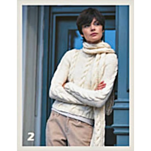 Cable Knits Patons Designer Series Street Smart, Knitting Patterns white cabled pullover