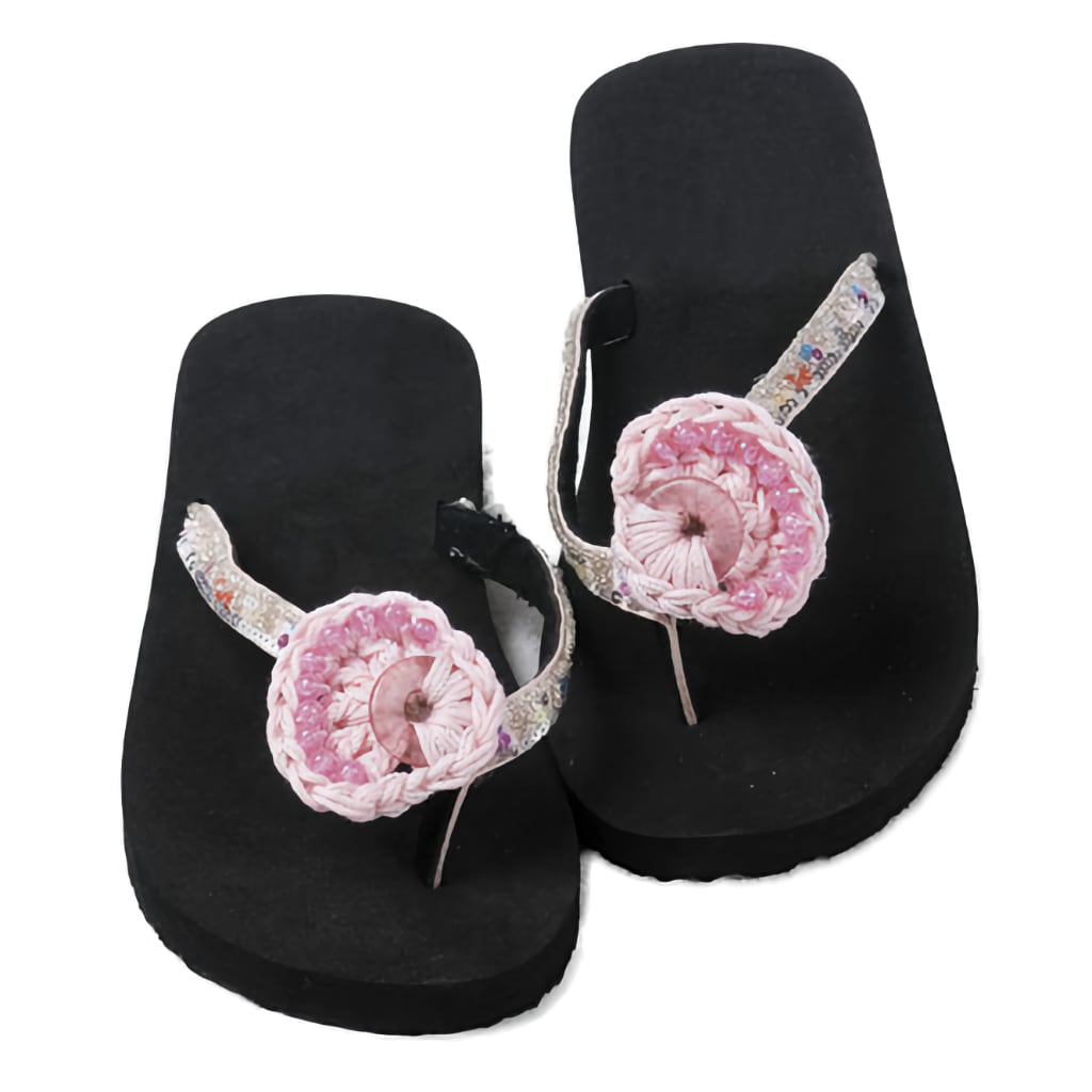 Crochet Flip Flop Accessories Flip Flop Frenzy Annie's Attic black rose flip flops