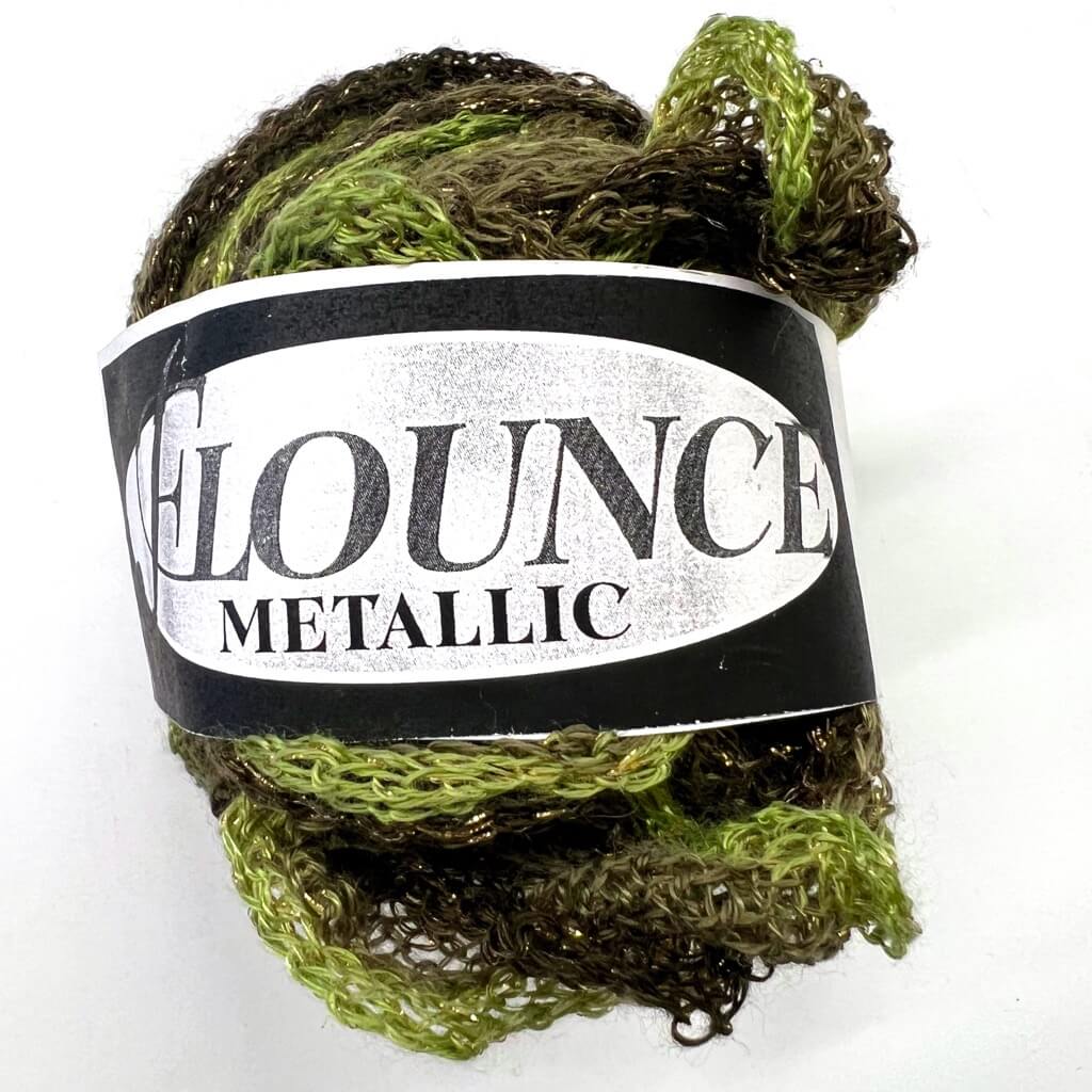 Metallic Yarn Knitting Fever Flounce Metallic Ruffling Mesh Yarn olive green ruffling yarn