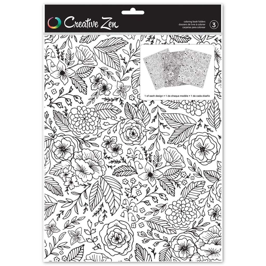 Coloring Pages Folders to color by Creative Zen - 3 pack - Floral coloring pages