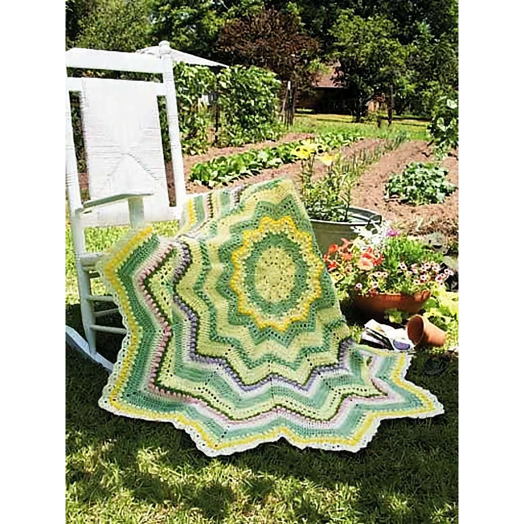 Crochet Blanket Pattern Shaped Afghans: 6 Beautiful Designs green & white geometric afghan