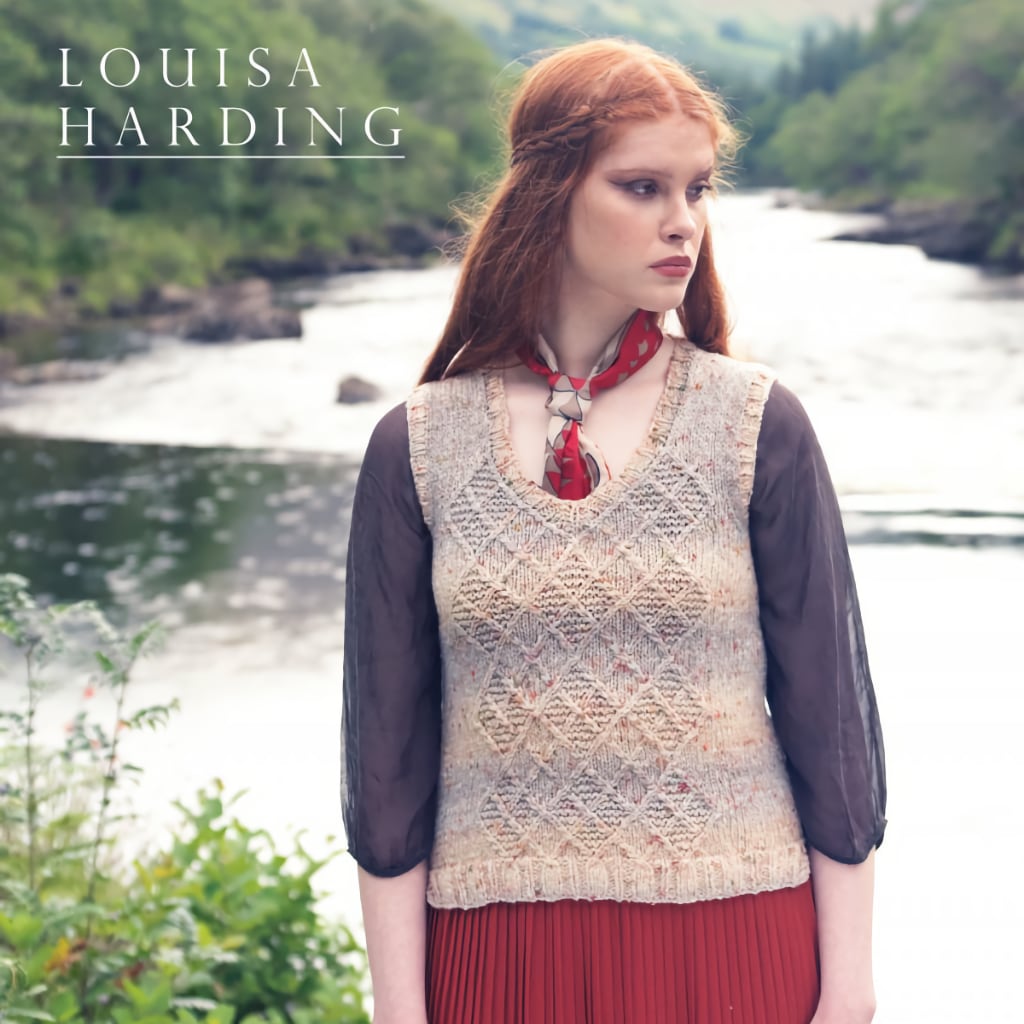 Fall Vest Knitting Pattern Lillian Sweater Vest, Louisa Harding, Cable Detail Classic Sweater Vest