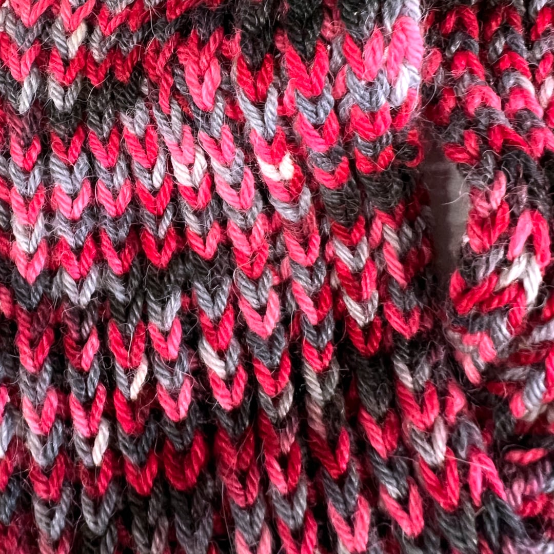 Red Yarn with Grey & Black Accents Hand Dyed Pooling Yarn Red Ashes, Yarn Designers Boutique