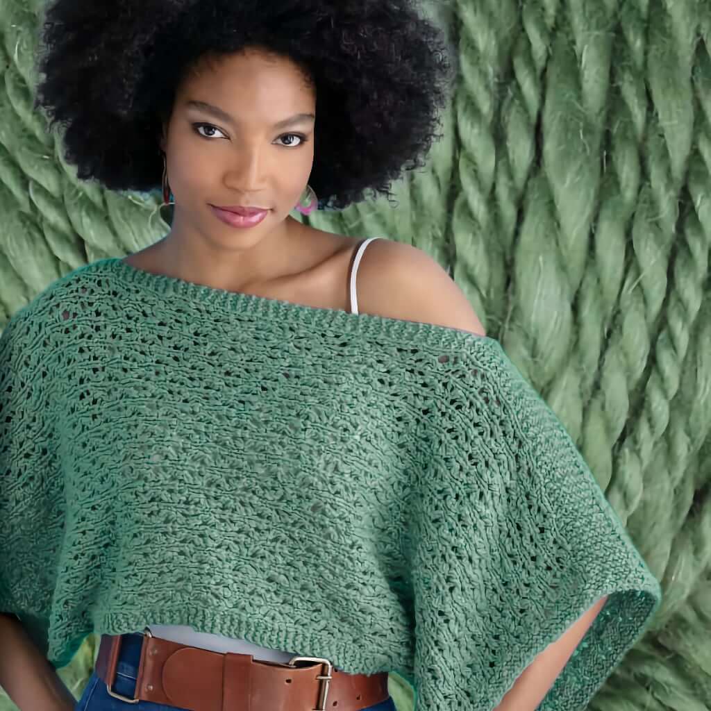 Lace Top Summer Knitting Kit Natasha Cropped Knit Caftan Top, lace knit green short caftan top