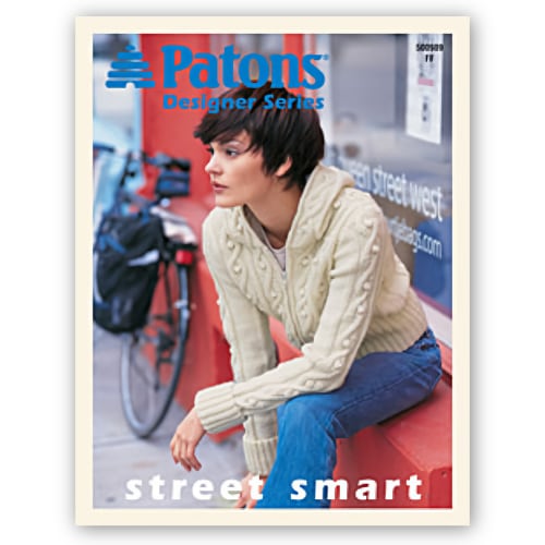 Cable Knits Patons Designer Series Street Smart, Knitting Patterns white cabled pullover