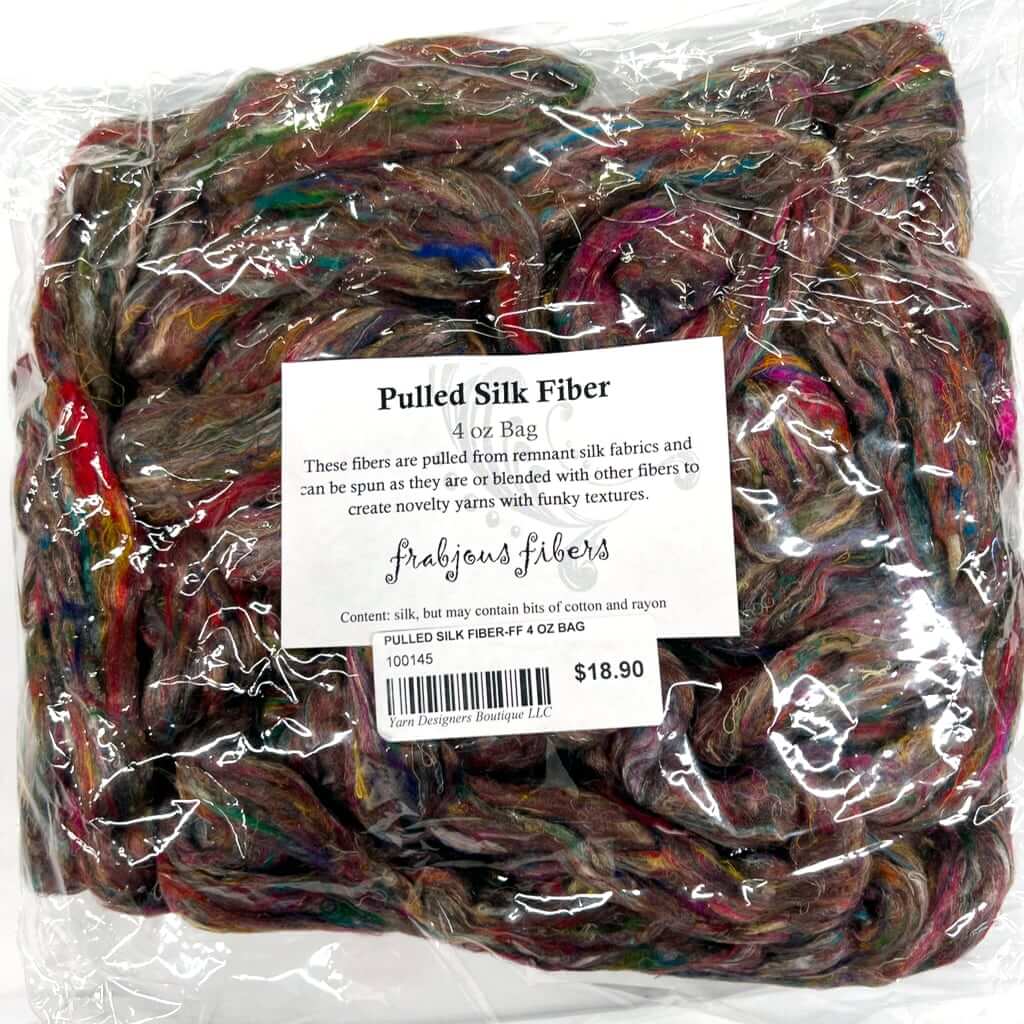 Pulled Silk Fibers Frabjous Fibers Recycled Sari Silk 4 Ounce Bag, black brown