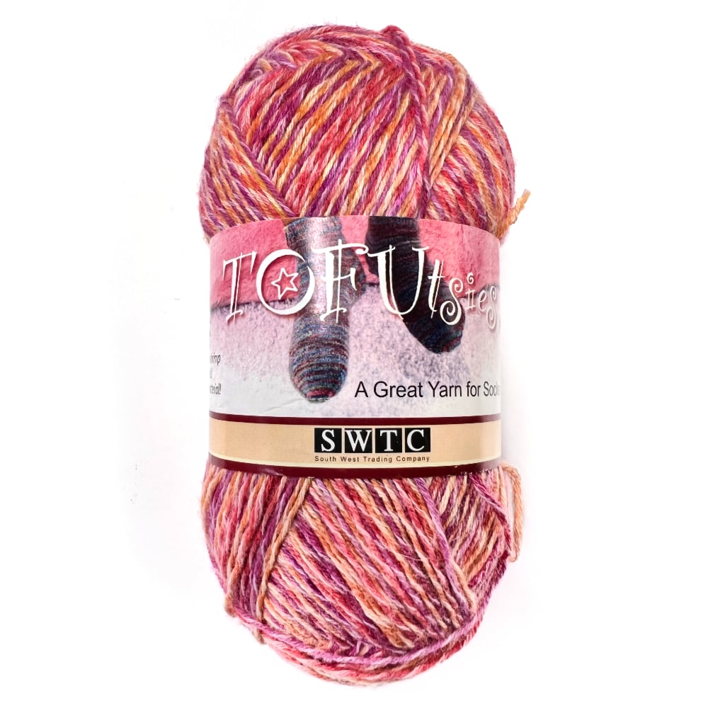 Sock Yarn Tofutsies Yarn by Southwest Trading Co, Superwash Wool Red Pink