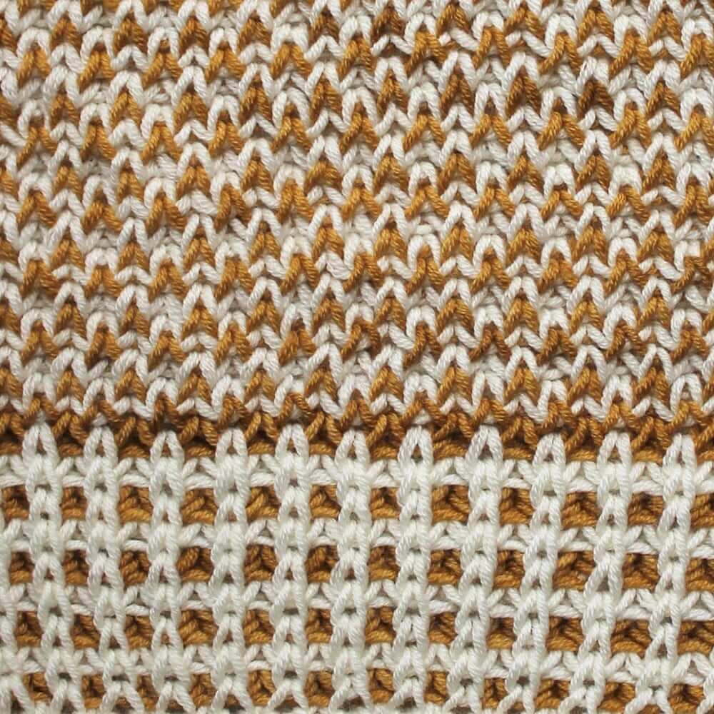 Crosshatch Knit Cardigan Sweater Knitting Pattern & Yarn Kit in Urth Yarns DK Harvest tans 
