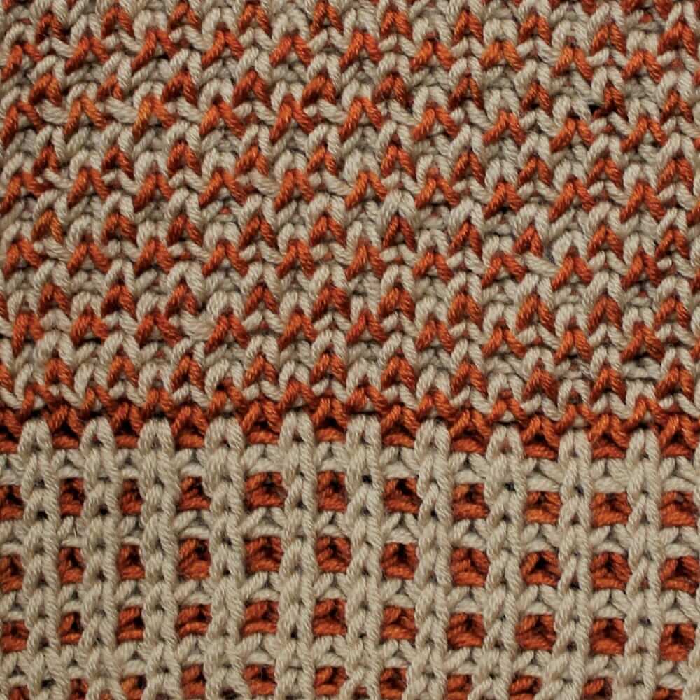 Crosshatch Knit Cardigan Sweater Knitting Pattern & Yarn Kit in Urth Yarns DK Harvest cinnamon russet