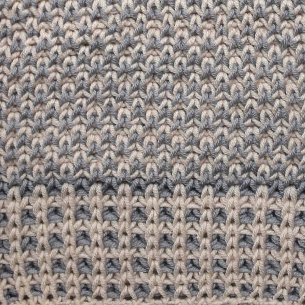 Crosshatch Knit Cardigan Sweater Knitting Pattern & Yarn Kit in Urth Yarns DK Harvest light grey