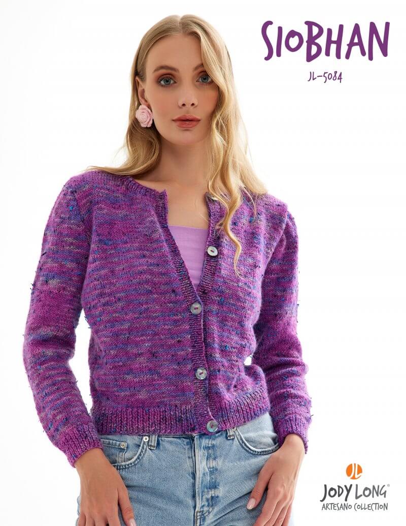 Fall Sweater Knitting Pattern Soibhan Sweater by Jody Long purple knit button up cardigan