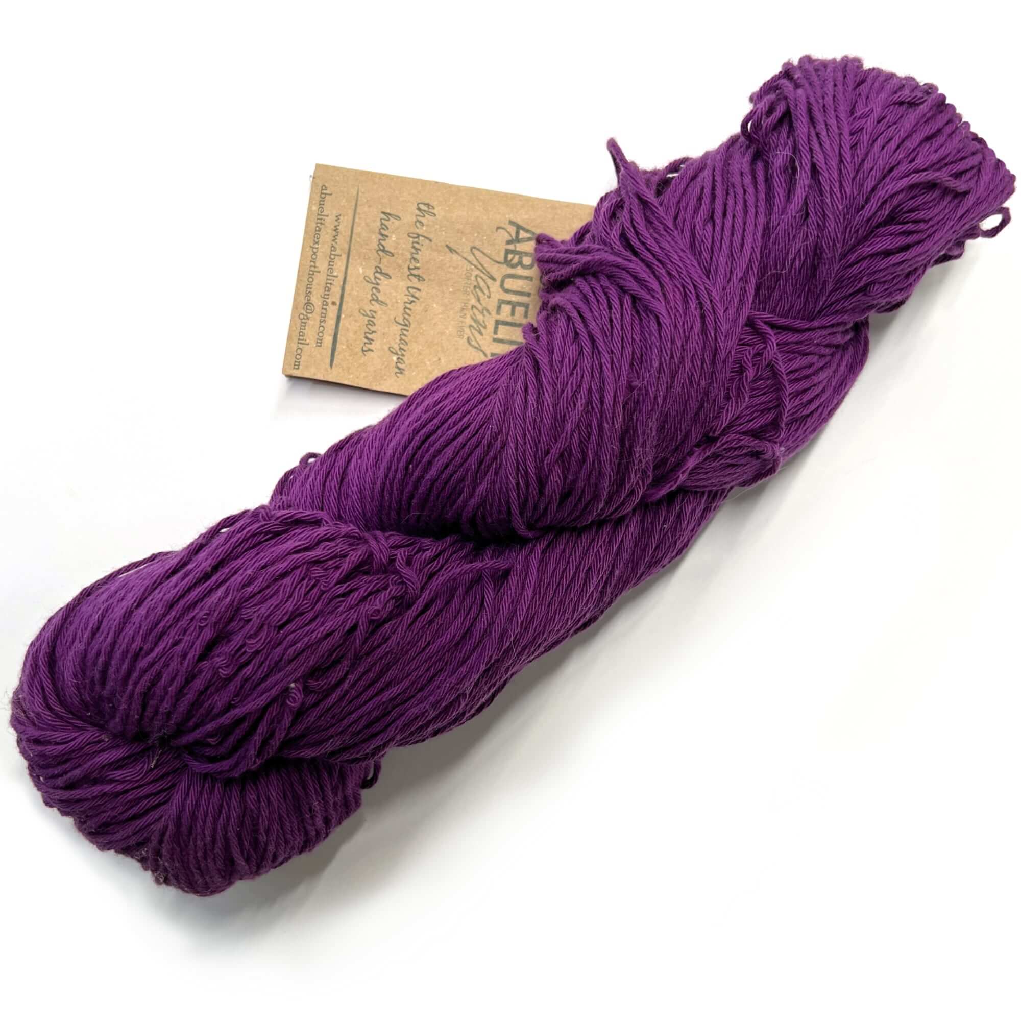 DK Pima Cotton Yarn by Abuelita Yarns, Fair Trade Hand Dyed Yarn Smooth Loosely Plied Cotton Yarn Dark Purple