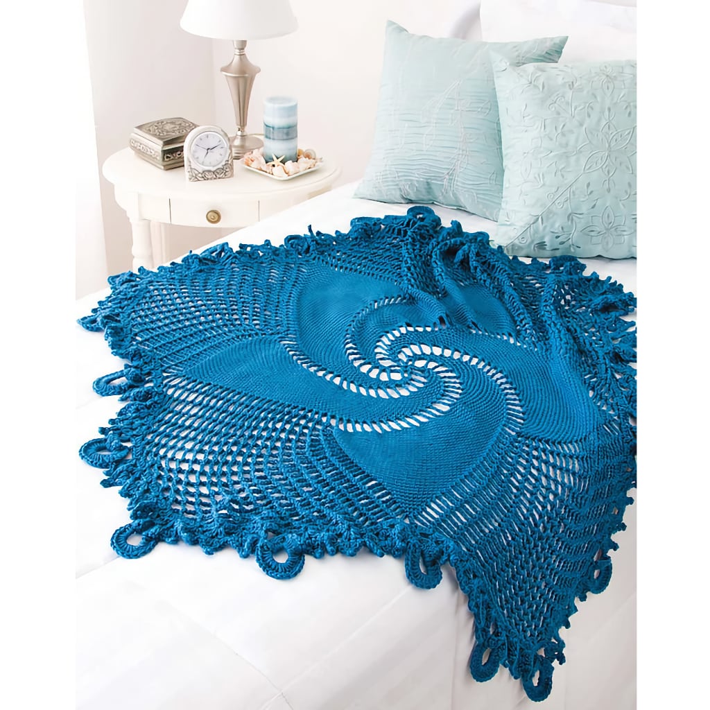 Crochet Blanket Pattern Shaped Afghans: 6 Beautiful Designs blue spiral afghan